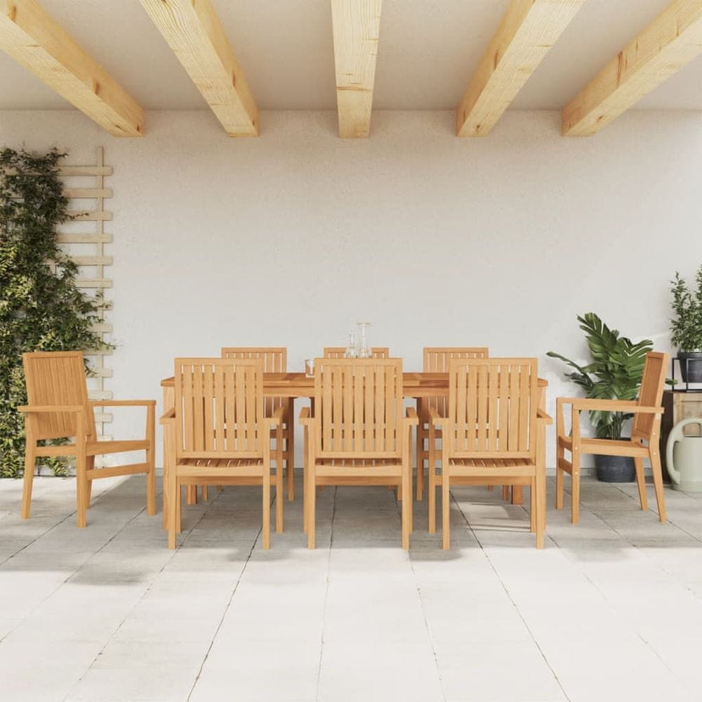 Vidaxl Stohovateľné záhradné stoličky 8 ks 56,5x57,5x91 cm masívny tík